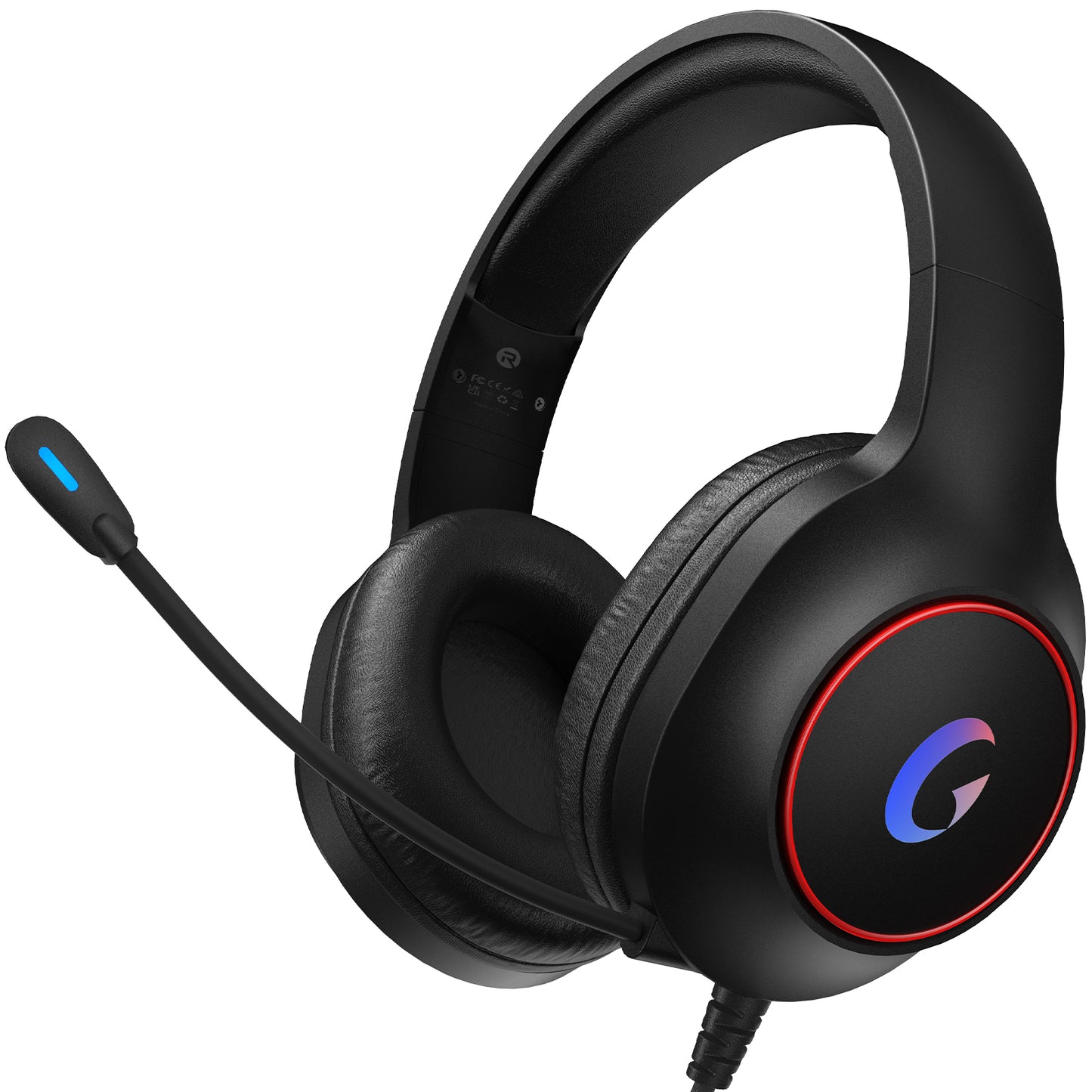 Ecomoment Gaming Headset for PC, PS5, PS4, Xbox Series X/S, Xbox One, Switch, MAC, Xbox Headset with Noise Canceling Mic, Wired Over-Ear Gaming Headphones with LED Light&7.1 Surround Sound,Black
