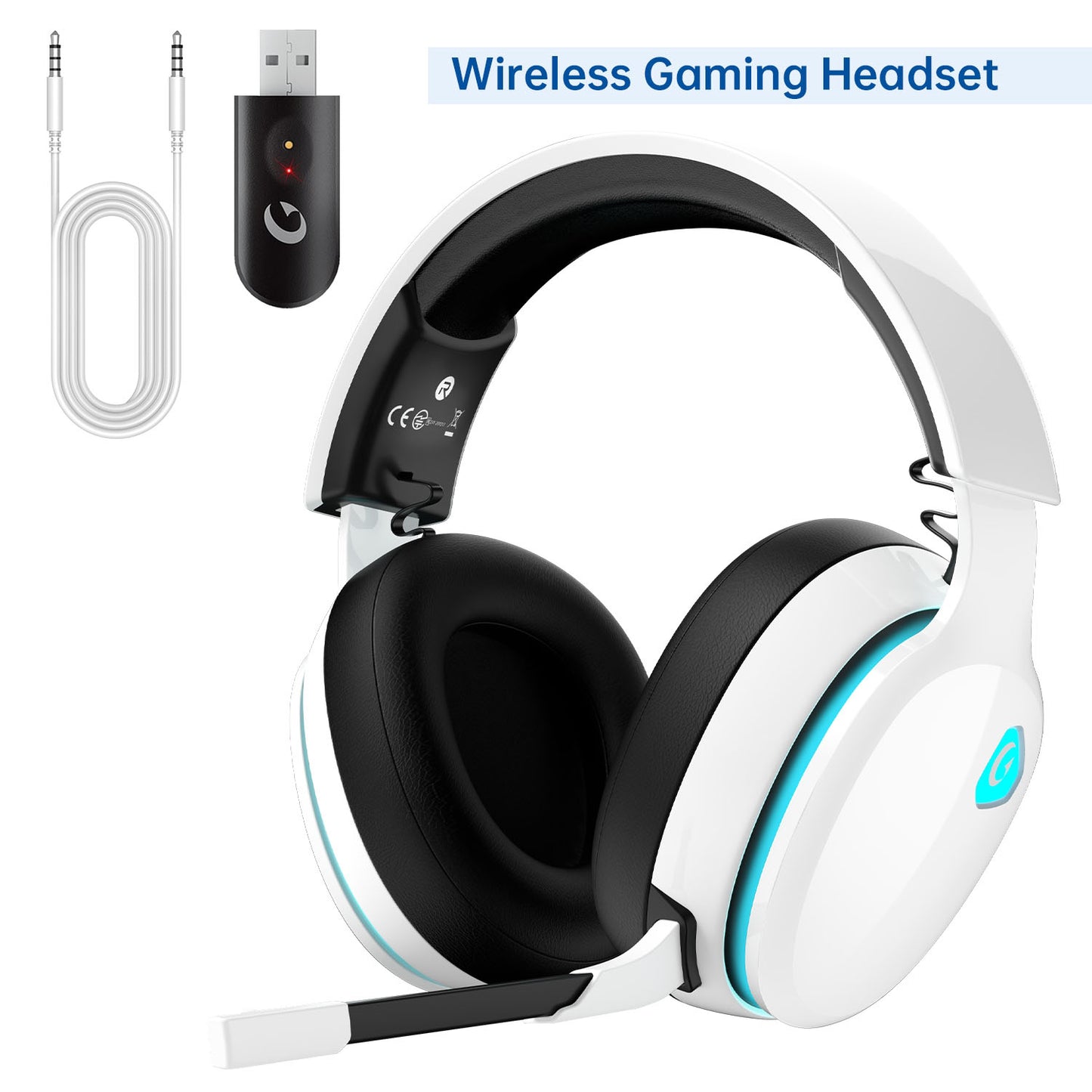 Ecomoment 2.4GHz Wireless Gaming Headset for PC, PS4, PS5, Mac, Nintendo Switch, Bluetooth 5.2 Gaming Headphones with Detachable Noise Canceling Microphone, Stereo Sound, 3.5mm Wired Mode for Xbox Series