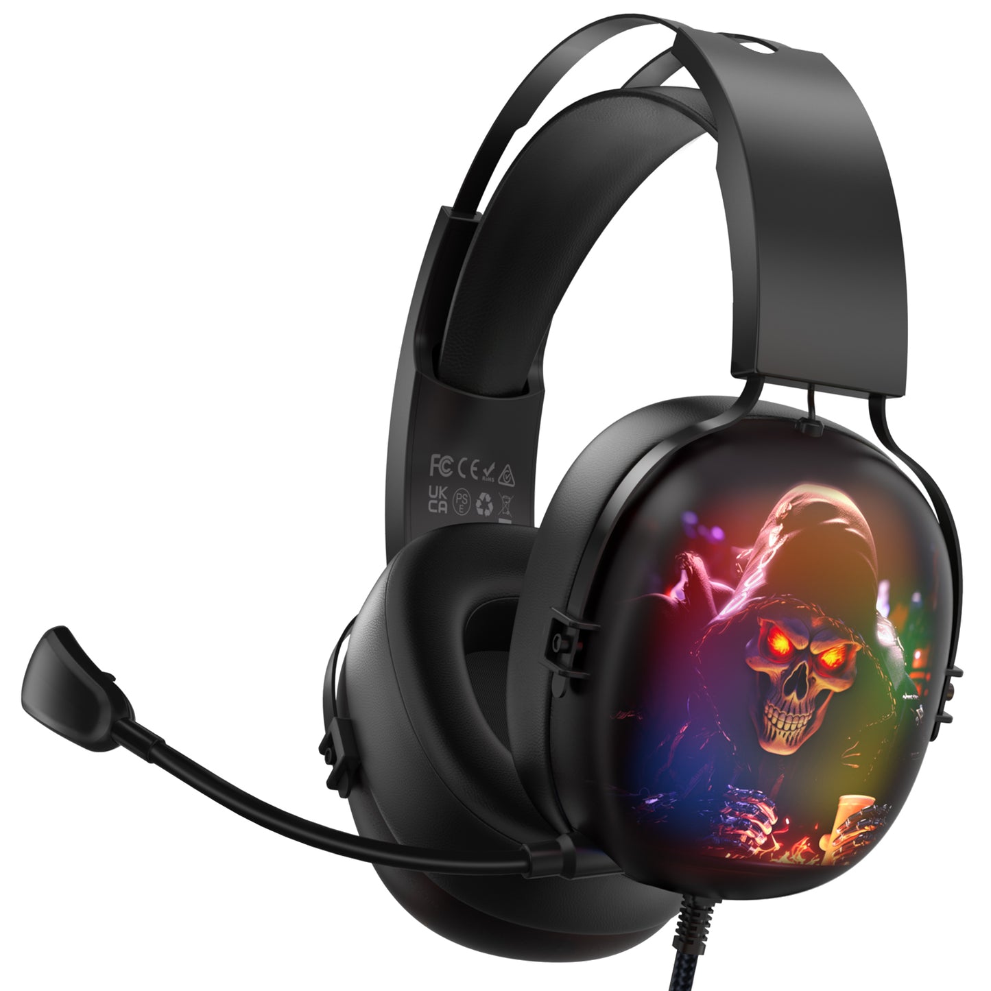 USB PC Gaming Headset for PS5, PS4, Mac, Laptop,Over-Ear Wired Gaming Headphones with 7.1 Surround Sound, Noise-Cancelling Microphone, 50mm Speakers,10 RGB Modes, Tangle-Free Braided Cable