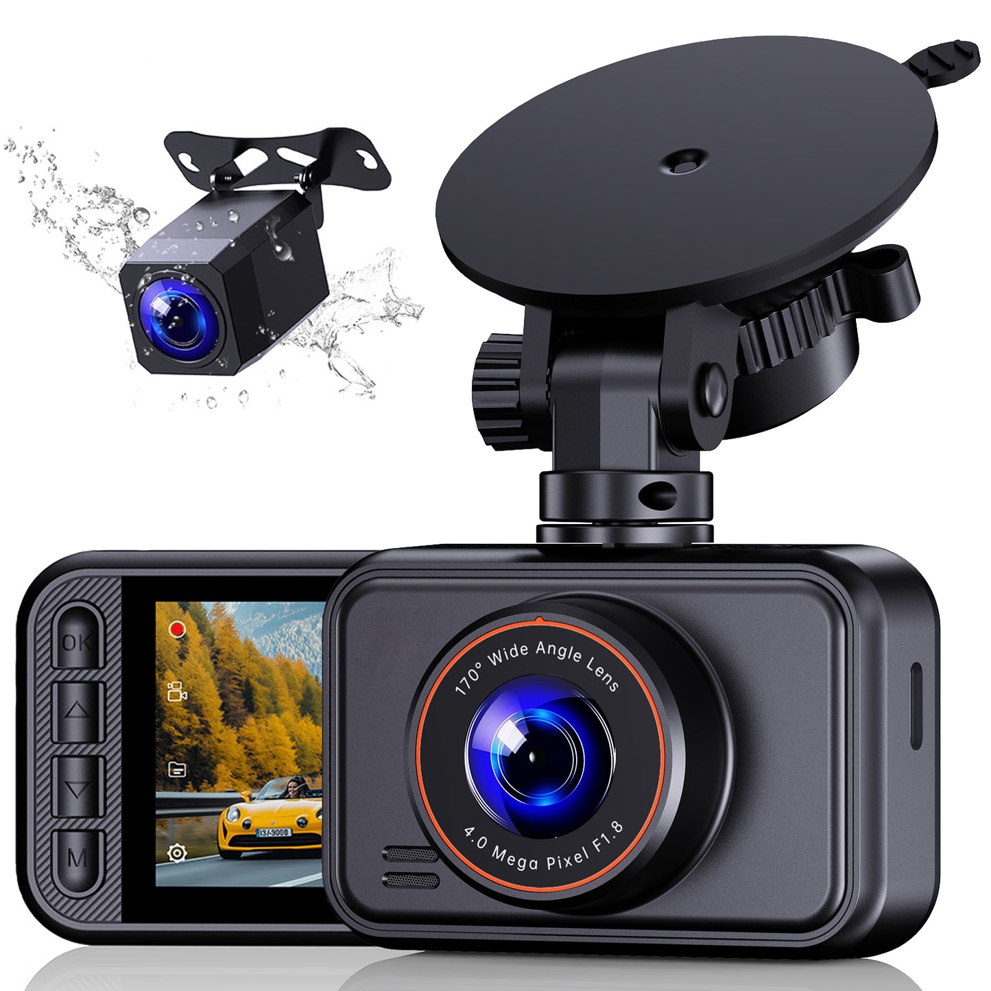 Dash Cam, Dash Cam Front and Rear, Artsic 2560P Mini Car Camera, 2 inch IPS Screen, WDR Night Vision, G-Sensor, Support 256GB Max, Black