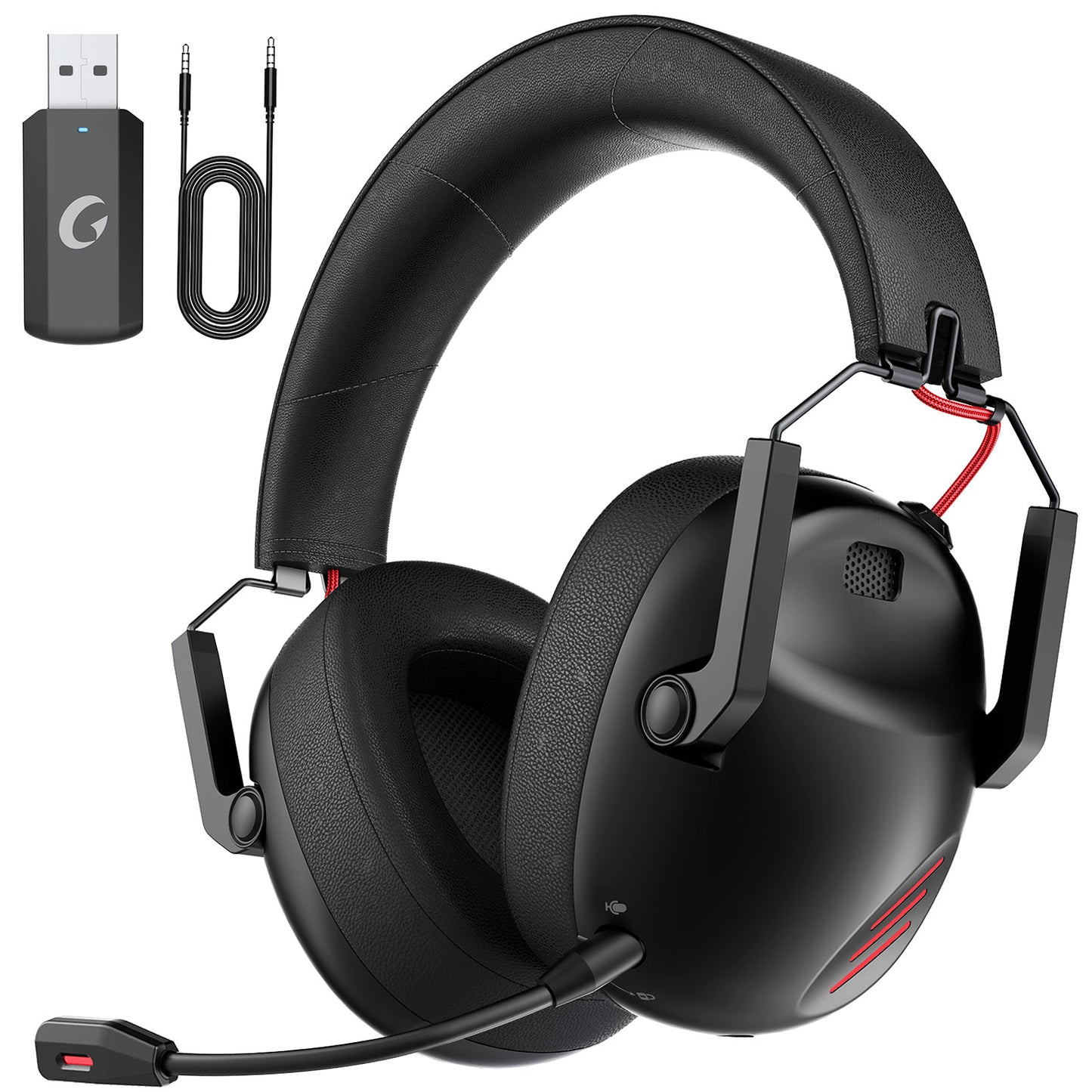 Artsic Wireless Gaming Headset for PS5, PS4, Mac,PC,PlayStation, Nintendo Switch,PS5 headset 2.4GHz USB,Bluetooth 5.3 Gaming Headphones with Mic for Gamer, 3.5mm Wired Jack for Xbox Series,Black
