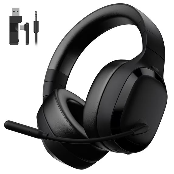 Ecomoment Wireless Gaming Headset for PS5, PC,Switch,Mac with Bluetooth 5.4, 2.4GHz USB PS5 Headset with Mic,Gaming Headphones with RGB Light, 70H Battery Life,Black-Blue