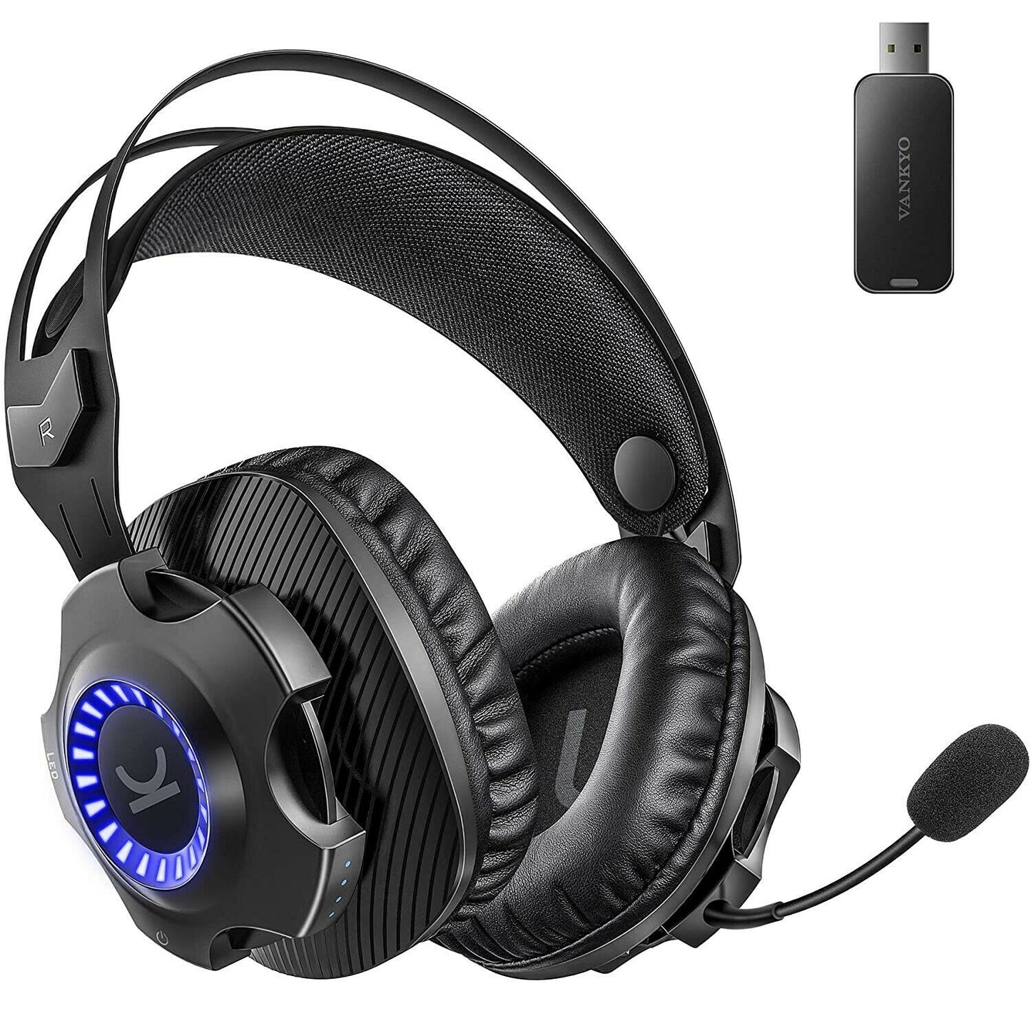 Gaming Headset, Vankyo Captain 100 Wireless Gaming Headset for PS5 PS4 PC, Noise Cancelling, Detachable Micphone, 7.1 Surround Sound, 30H Long Lasting Battery, 2.4G Wireless/Wired Headset