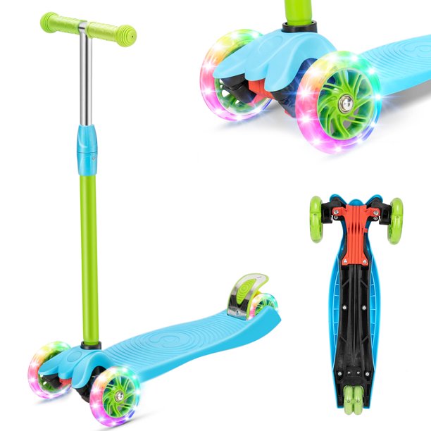 VIK Scooter for Kids 3 Wheel Folding Scooter Scooter with 3 Adjustable Height, LED Light Up Wheels for Children, Toddler Scooter with Light Up Wheels, Mini Scooter for Children