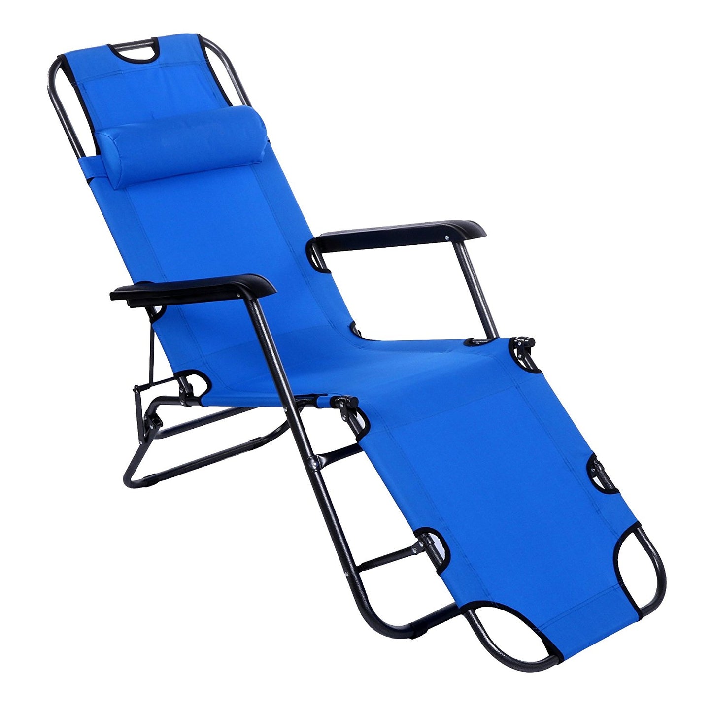 VIK Folding Outdoor Lounge Chairs, Camping Reclining Chairs with Removable Pillow, Potable Patio Recliner for Beaches, Pools, Balconies, Lawns, Backyards, Patio Foldable Chaise Lounge Chair Bed