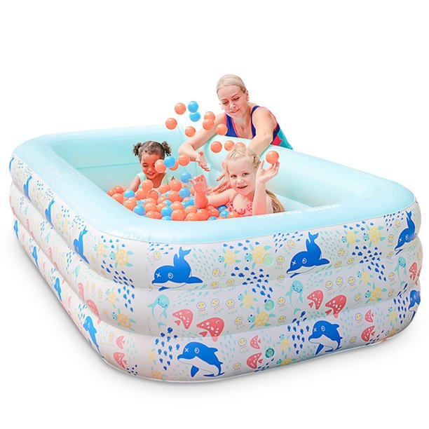 VIK Inflatable Swimming Pool, 59" X 43.3" X 23.6" Inflatable Lounge Pool for Baby Kiddie Kids Infant Toddlers for Ages 3+, Outdoor Garden Backyard Summer Water Party