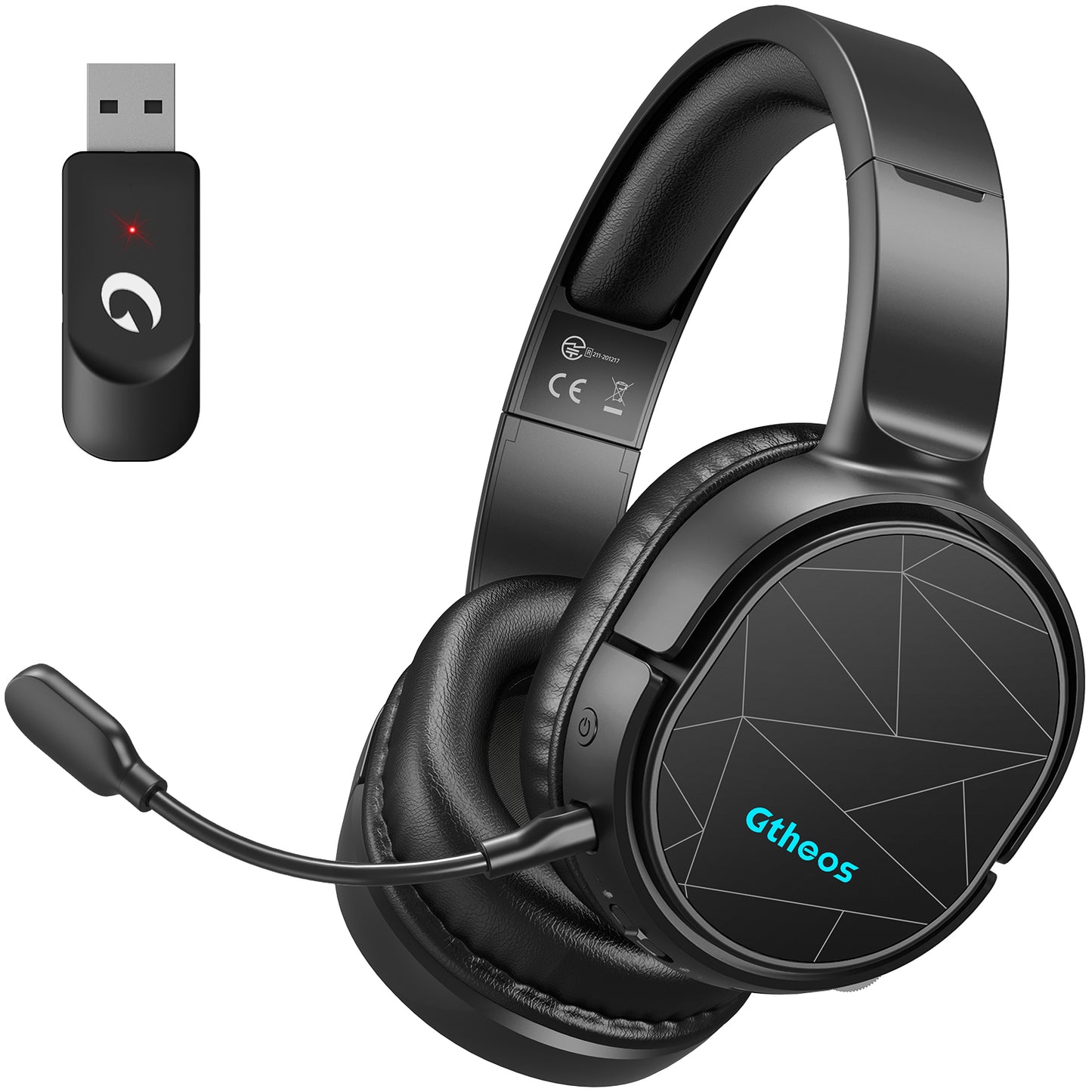 Gaming Headset, Gtheos Wireless Gaming Headset Lossless 2.4GHz for PC PS4 PS5, Bluetooth Gaming Headphones with Detachable Noise Canceling Microphone, 7.1 Surround Sound, 30H Long Lasting Battery
