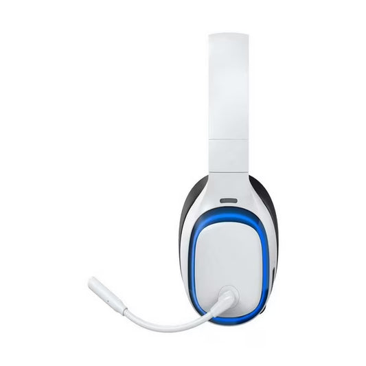 Ecomoment Wireless Gaming Headset for PS5, PC,Switch,Mac with Bluetooth 5.4, 2.4GHz USB PS5 Headset with Mic,Gaming Headphones with RGB Light, 70H Battery Life,White&blue