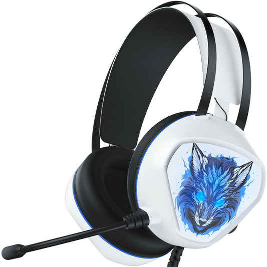 Ecomoment Gaming Headset for PC, PS5, PS4, Xbox Series X/S, Xbox One, Switch, MAC, Xbox Headset with Noise Canceling Microphone, Wired Over-Ear Gaming Headphones with RGB Light&Bass Surround，White