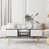 Coffee Table,Computer Table, Solid Wood Legs Support, Big Storage Space,for Dining Room, Kitchen, Small Spaces,Wooden Legs, White