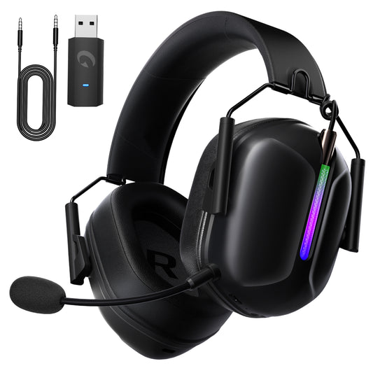Ecomoment Wireless Gaming Headset for PS5 PS4 Nintendo Switch PC Xbox, 2.4 GHz/Bluetooth 5.2 Gaming Headphones with Noise Cancelling Microphone 40+ Hours Battery Life,Black