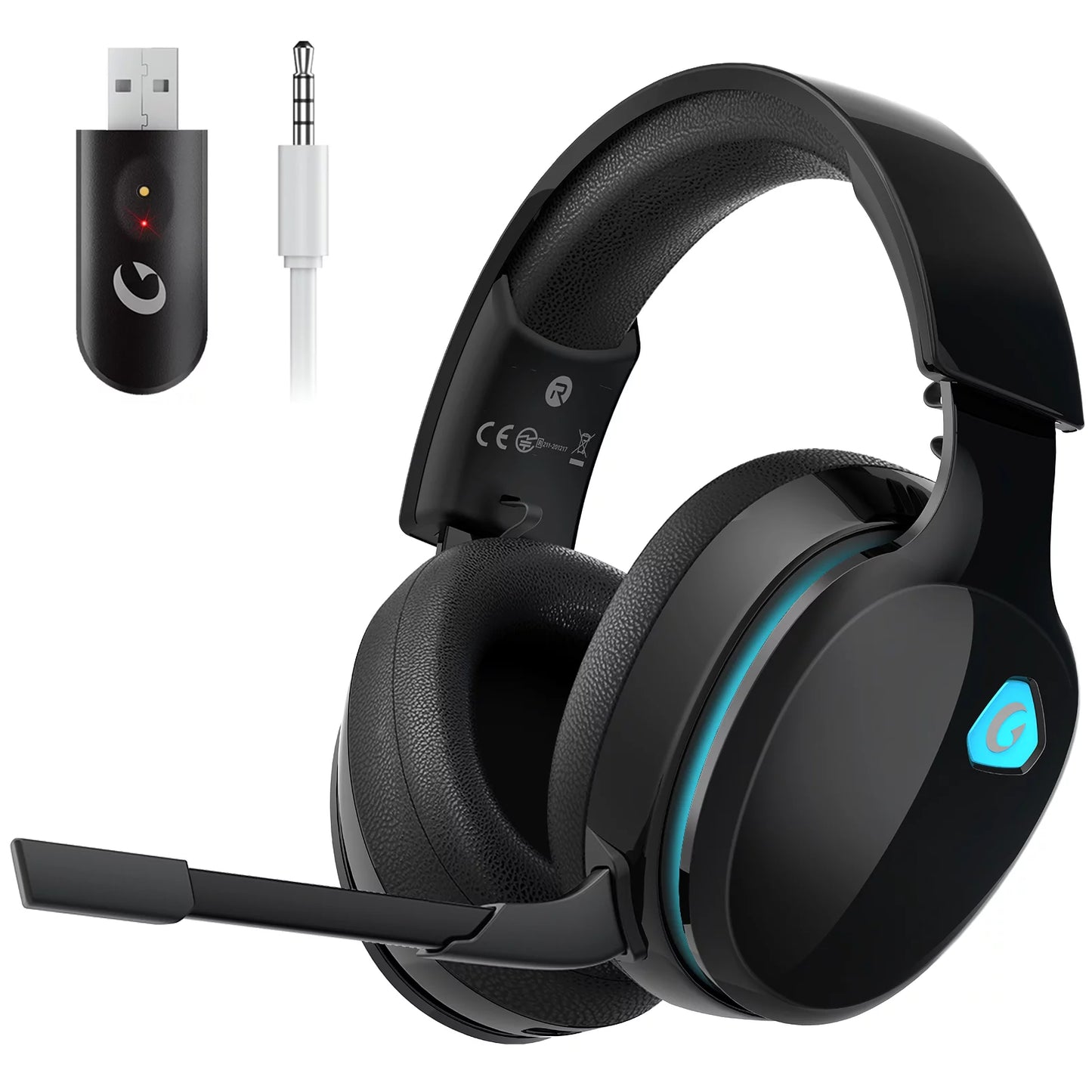 Artsic  2.4GHz Wireless Gaming Headset for PC, PS4, PS5, Mac, Nintendo Switch, Bluetooth 5.0 Gaming Headphones with Detachable Noise Canceling Microphone, Stereo Sound, 3.5mm Wired Mode for Xbox Serie