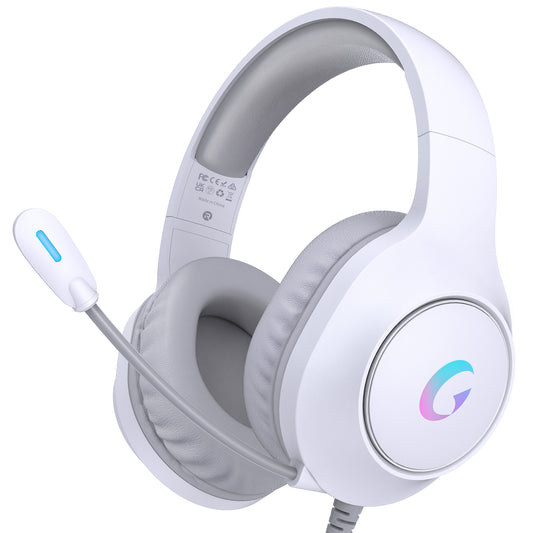Ecomoment Gaming Headset for PC, PS5, PS4, Xbox Series X/S, Xbox One, Switch, MAC, Xbox Headset with Noise Canceling Microphone, Wired Over-Ear Gaming Headphones with LED Light&7.1 Surround Sound