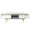 Coffee Table,Computer Table, Solid Wood Legs Support, Big Storage Space,for Dining Room, Kitchen, Small Spaces,Wooden Legs, White
