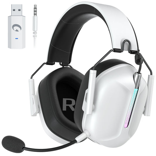 Ecomoment Wireless Gaming Headset for PS5 PS4 Nintendo Switch PC Xbox, 2.4 GHz/Bluetooth 5.2 Gaming Headphones with Noise Cancelling Microphone 40+ Hours Battery Life