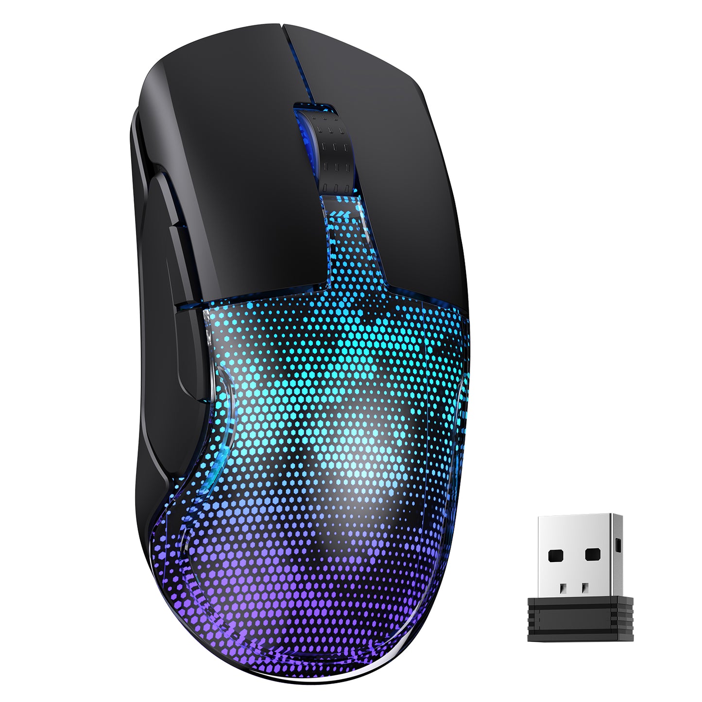 Ecomoment Wireless Gaming Mouse,24000DPI,6Programmable Buttons,75H Battery Life,Snake-Skin Rgb,3 Mode USB-C Wired/2.4GHz/Bluetooth 5.3,Rechargeable Gaming Mice for PC/PS5/Mac/Computer/Laptop/Tablet