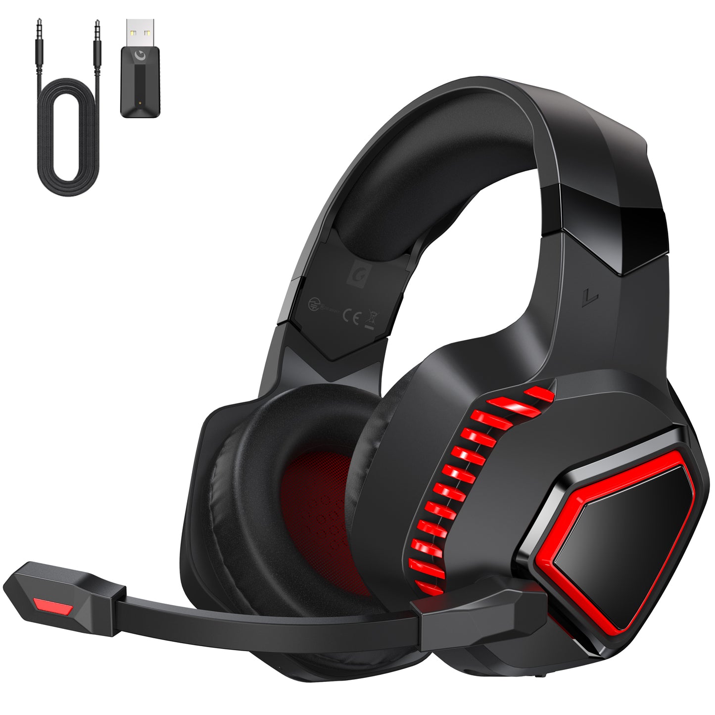 Ecomoment Wireless Gaming Headset 2.4G USB for PS5 PS4 Nintendo Switch PC Mac Playstation 4 5,Bluetooth 5.2 Gaming Headphones with Mic,Game Headsets with 3.5mm Wired for Xbox Series,40H Battery,Black