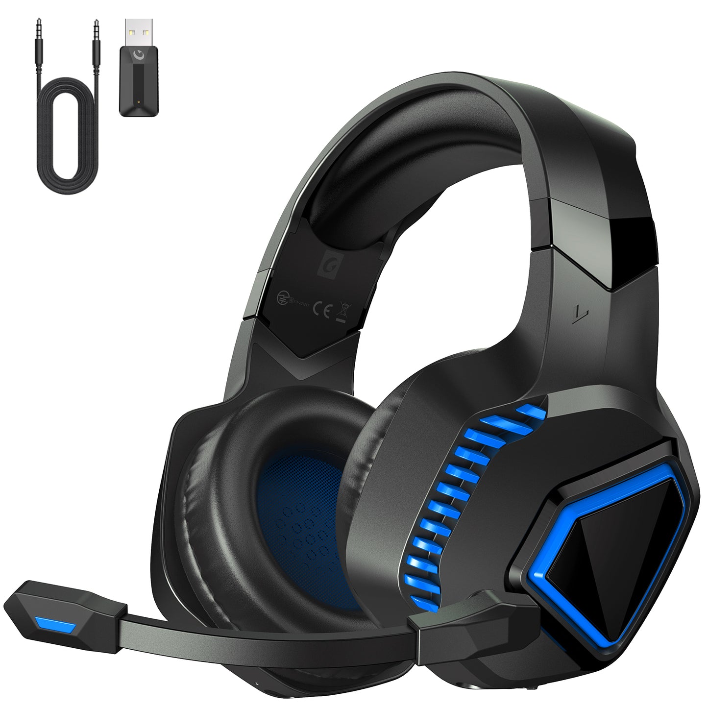 Ecomoment Wireless Gaming Headset 2.4G USB for PS5 PS4 Nintendo Switch PC Mac,Bluetooth 5.2 Gaming Headphones with Microphone,PS5 Headsets with 3.5mm Wired for Xbox Series,40H Battery,Black&Blue