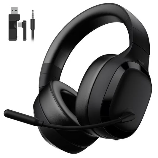 Ecomoment Wireless Gaming Headset for PS5, PC,Switch,Mac with Bluetooth 5.4, 2.4GHz USB PS5 Headset with Mic,Gaming Headphones with RGB Light, 70H Battery Life,Black-Blue