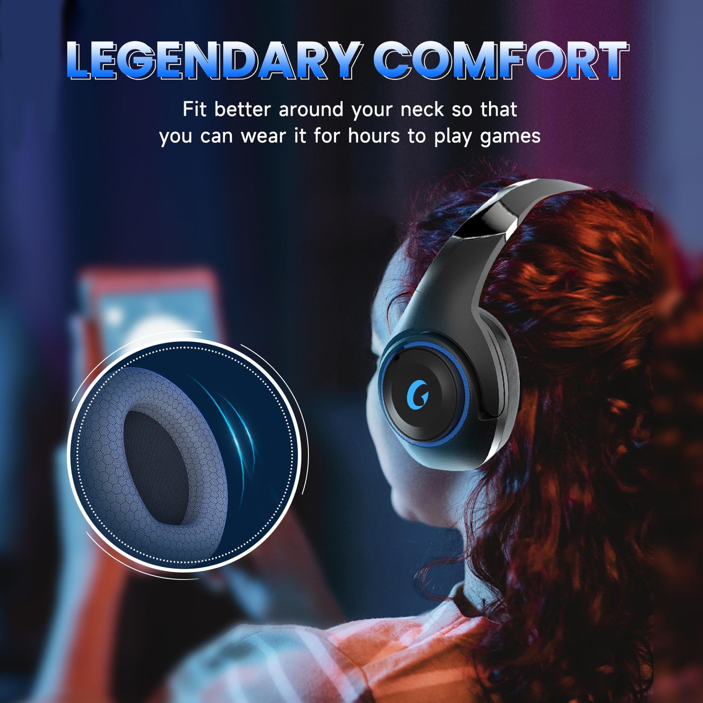 EComoment Gaming Headsets for PS5 PS4 Nintendo Switch PC Xbox, 40+ Hours Battery Life 2.4 GHz/Bluetooth Gaming Headphones with Noise Cancelling Microphone