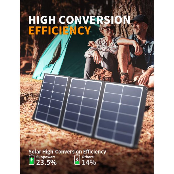 SnugMax 60W Solar Panel for 200/300/500/1000W Power Station, Foldable Solar Panel with Kickstand for RV, Camping (Dual 5V USB & 18 DC Output)