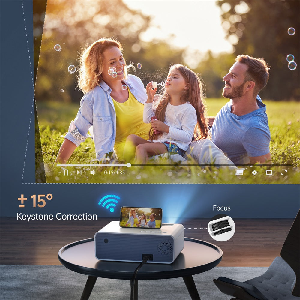 VIK 7S Wifi Projector, Screen Mirroring Movie Projector, 1080P Supported, LCD Mini Portable Home Outdoor Video Movie Theater Night TV Projector Compatible with IOS/Android/Laptop/PC/TV/PS4