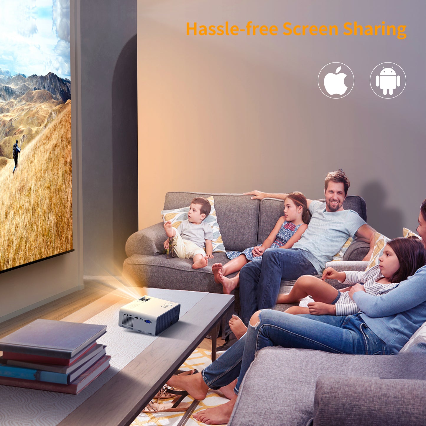 VIK 7S Wifi Projector, Screen Mirroring Movie Projector, 1080P Supported, LCD Mini Portable Home Outdoor Video Movie Theater Night TV Projector Compatible with IOS/Android/Laptop/PC/TV/PS4