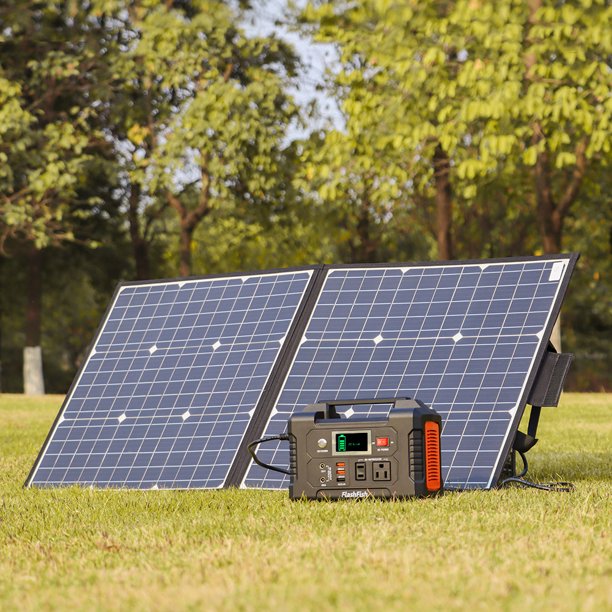 200W Portable Power Station, FlashFish 40800mAh Solar Generator with 50W 18V Portable Solar Panel, Flashfish Foldable Solar Charger with 5V USB 18V DC Output, for Camping Home