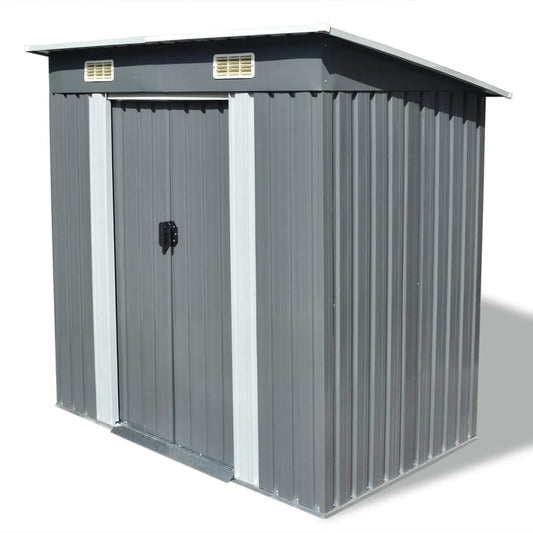 6.2*4.1 FT Garden Shed with Double Sliding Doors with 2 Vents, Galvanized Steel Metal Storage Shed, Outdoor Tood Storage Shed for Garden, Patio, Backyard Tools and Accessories