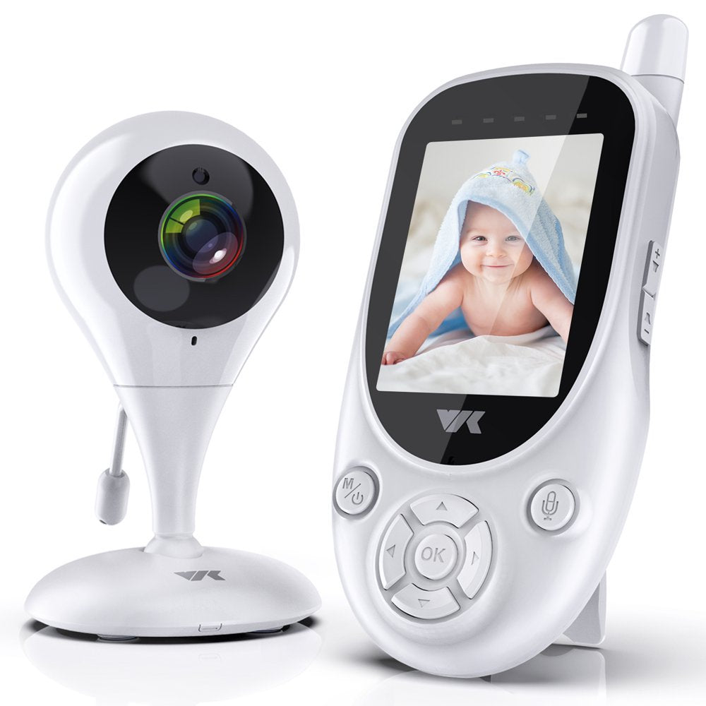 VIK Video Baby Monitor, 2.4" LCD Baby Monitor with Camera and Audio, 2.4GHz Wireless Two Way Talk, Night Vision, VOX Mode, Lullabies, Feed Alarm, Temperature Detection, 1000ft Long Range