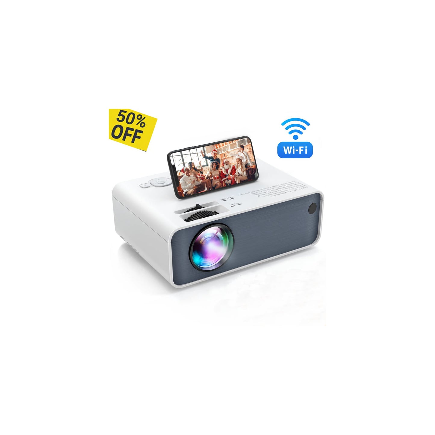 VIK 7S Wifi Projector, Screen Mirroring Movie Projector, 1080P Supported, LCD Mini Portable Home Outdoor Video Movie Theater Night TV Projector Compatible with IOS/Android/Laptop/PC/TV/PS4