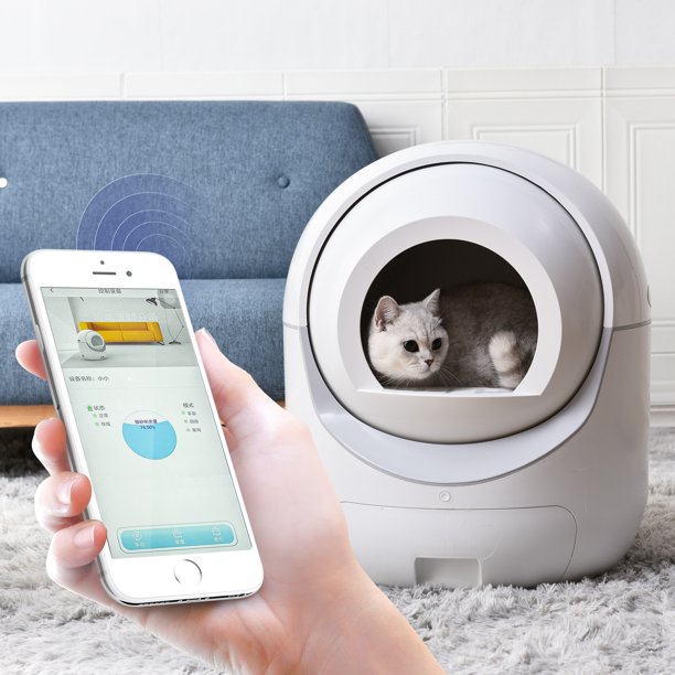 SYN Smart Automatic Cat Litter Box,Self -Cleaning Cat Litter Box for Multiple Cats, Double Odor Removal, App Control, Support 5G&2.4G WiFi