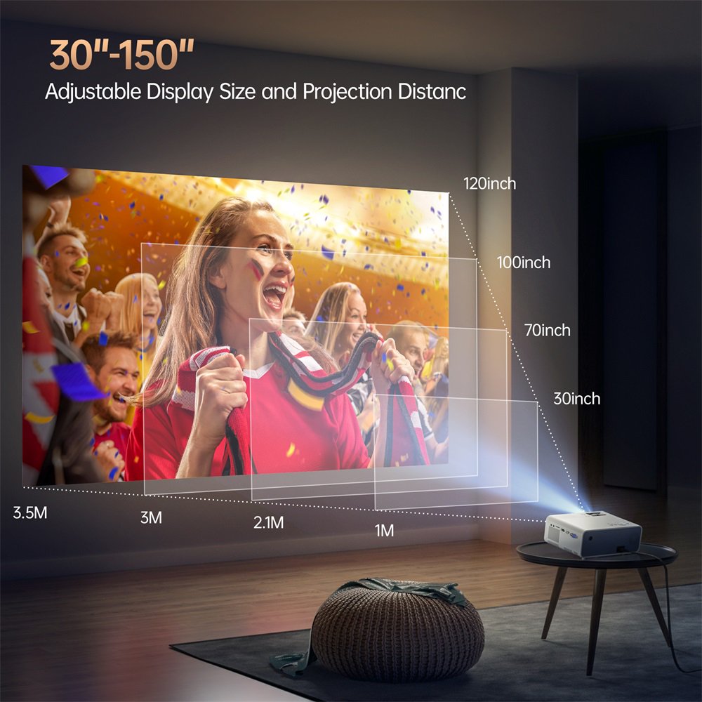 VIK 7S Wifi Projector, Screen Mirroring Movie Projector, 1080P Supported, LCD Mini Portable Home Outdoor Video Movie Theater Night TV Projector Compatible with IOS/Android/Laptop/PC/TV/PS4