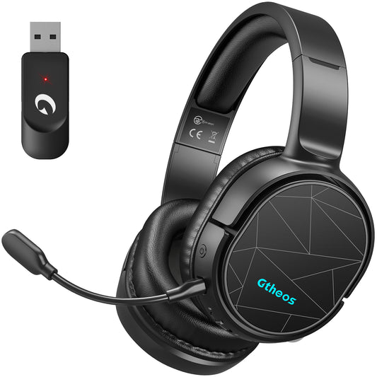 Gaming Headset, Gtheos Wireless Gaming Headset Lossless 2.4GHz for PC PS4 PS5, Bluetooth Gaming Headphones with Detachable Noise Canceling Microphone, 7.1 Surround Sound, 30H Long Lasting Battery