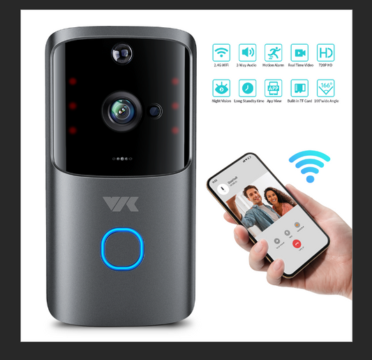Door Bell Camera, Wireless Video Doorbell, WiFi Security Doorbell Camera , Visual Smart Doorbells with Motion Detection, Water Resistant Doors Camera, Wide Angle, Night Vision
