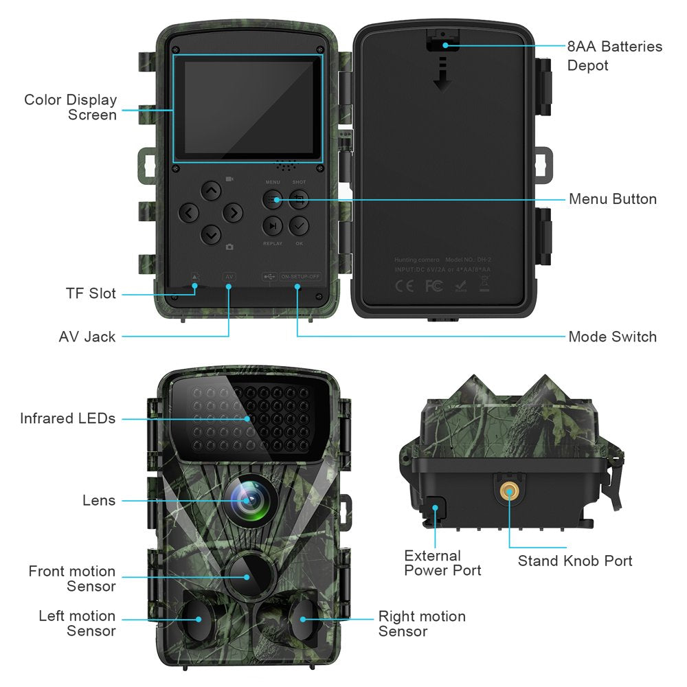 4K 30MP Trail Camera, Hunting Game Camera with Night Vision, 120° Wide Angle 80ft Motion Trail Camera, IP65 Waterproof Deer Camera for Outdoor Wildlife Scouting Monitoring