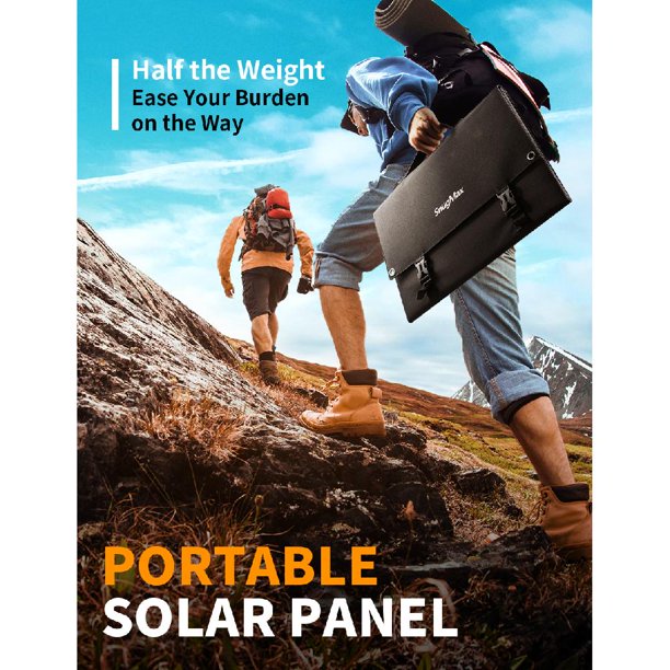 SnugMax 60W Solar Panel for 200/300/500/1000W Power Station, Foldable Solar Panel with Kickstand for RV, Camping (Dual 5V USB & 18 DC Output)