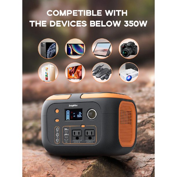 SNUGMAX Portable Power Station , 80000mAh, 350W Solar Generator with 110V AC Outlet/2 DC Ports, Wireless Charging, Portable Power Supply for CPAP, Home Emergency, Camping