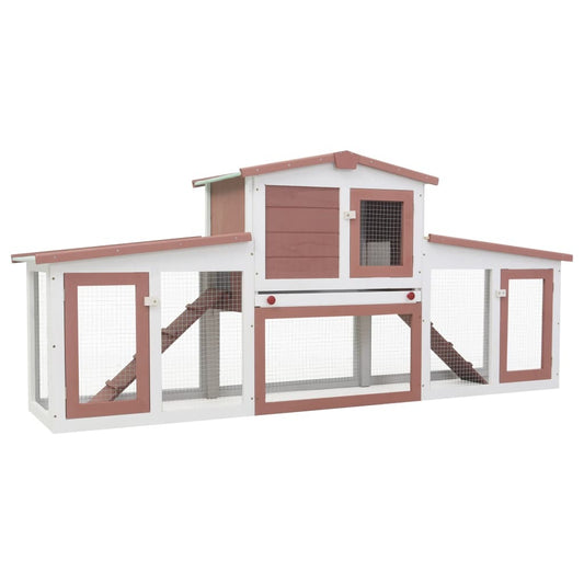 80.3''L Extra Large Chicken Coop, Rabbit Hutch Wooden Hen House Outdoor Bunny House Multicolor