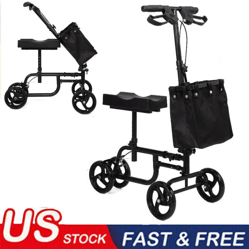 Folding Steerable Knee Walker for Ankle & Foot Injuries, Portable, Lightweight Leg Injury Scooter for Adults, Wheeled Mobility Caddy for Orthopedic Injuries