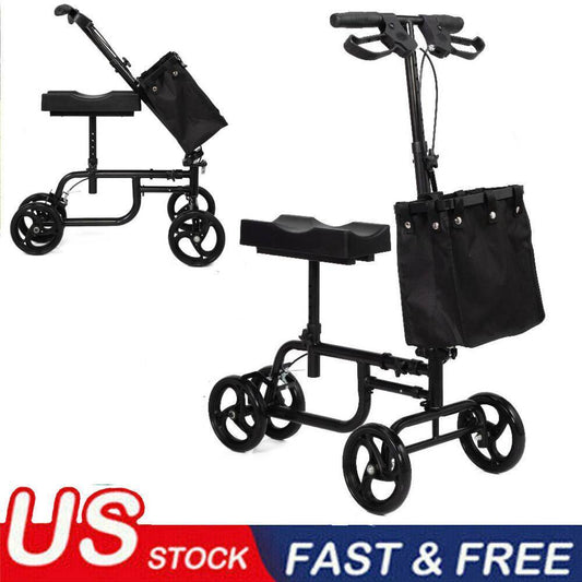 Folding Steerable Knee Walker for Ankle & Foot Injuries, Portable, Lightweight Leg Injury Scooter for Adults, Wheeled Mobility Caddy for Orthopedic Injuries