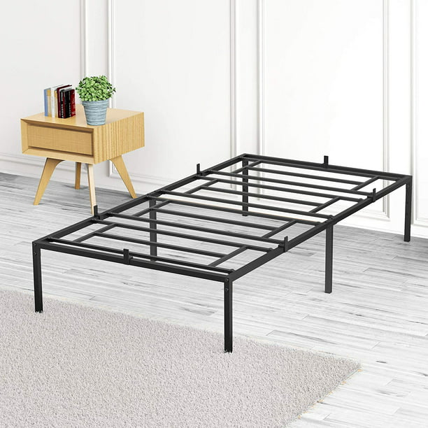 Piscis Metal Platform Bed Frame, Twin Size Bed with 6 Legs Mattress Foundation for Bedroom Living Room, No Box Spring Needed, Easy to Assemble, Black（JXG)
