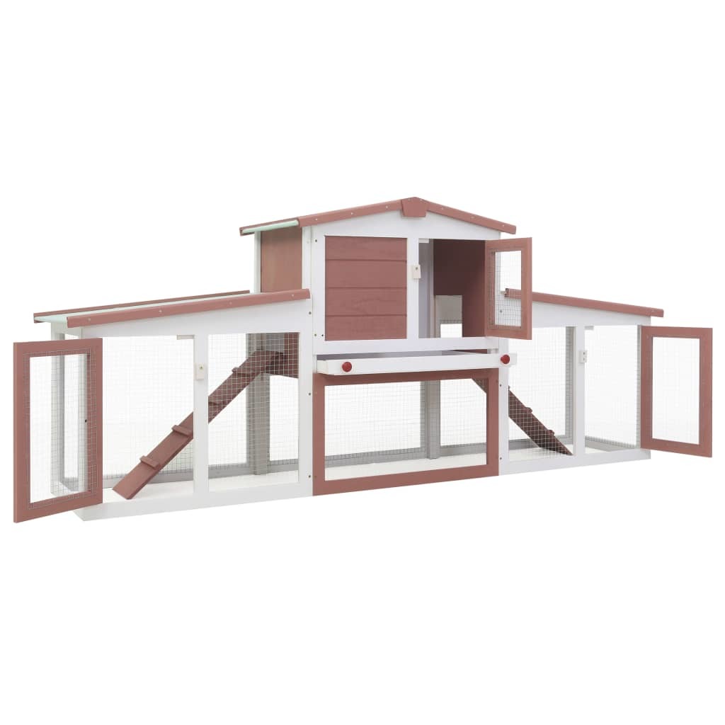 80.3''L Extra Large Chicken Coop, Rabbit Hutch Wooden Hen House Outdoor Bunny House Multicolor