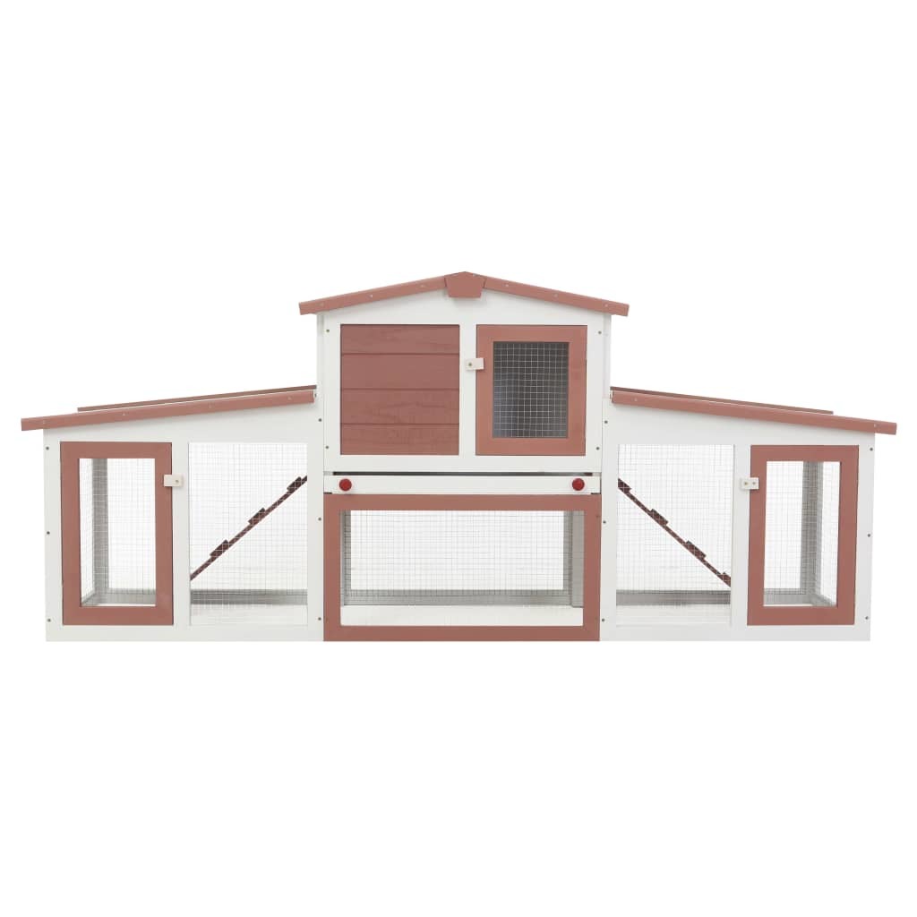 80.3''L Extra Large Chicken Coop, Rabbit Hutch Wooden Hen House Outdoor Bunny House Multicolor