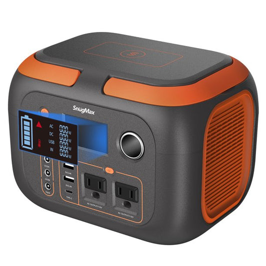 SNUGMAX Portable Power Station , 80000mAh, 350W Solar Generator with 110V AC Outlet/2 DC Ports, Wireless Charging, Portable Power Supply for CPAP, Home Emergency, Camping