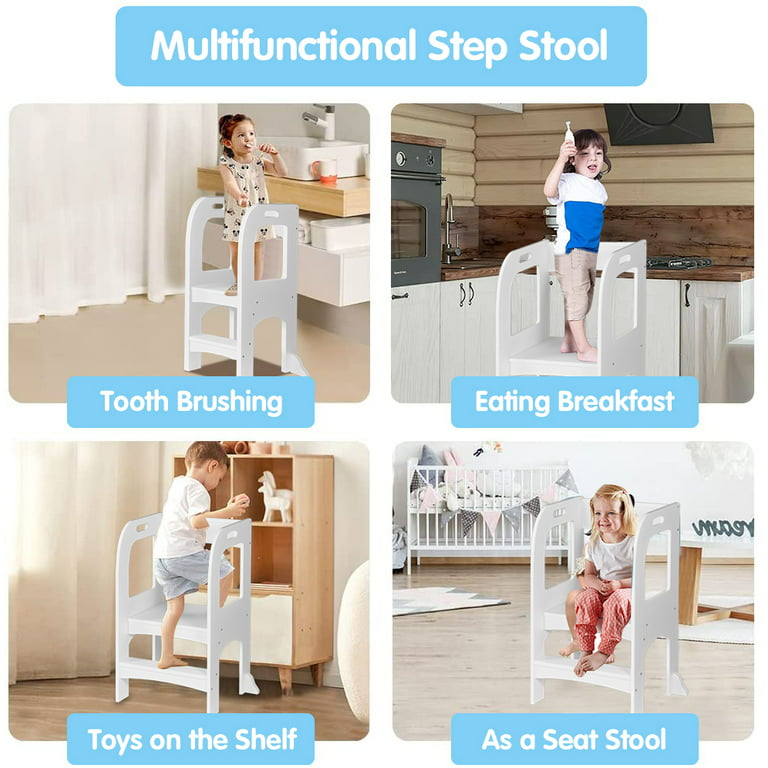 Gift for Toddlers! Kitchen Step Stool for Toddlers, Kids Montessori Learning Stool, Children Standing Helper,Baby Standing Tower for Counter