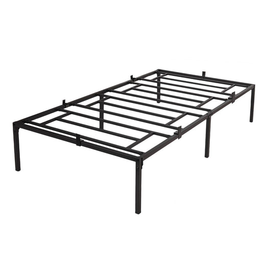JX-14 Inch Twin Metal Platform Bed Frame with Sturdy Steel Bed Slats,Mattress Foundation No Box Spring Needed Large Storage Space Easy to Assemble Non-Shaking and Non-Noise Black